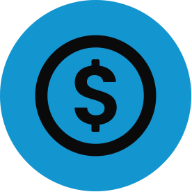 Black economy and finance thematic icon with blue circular background.
