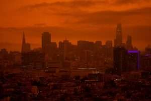 Photo of a city skyline during sunset.